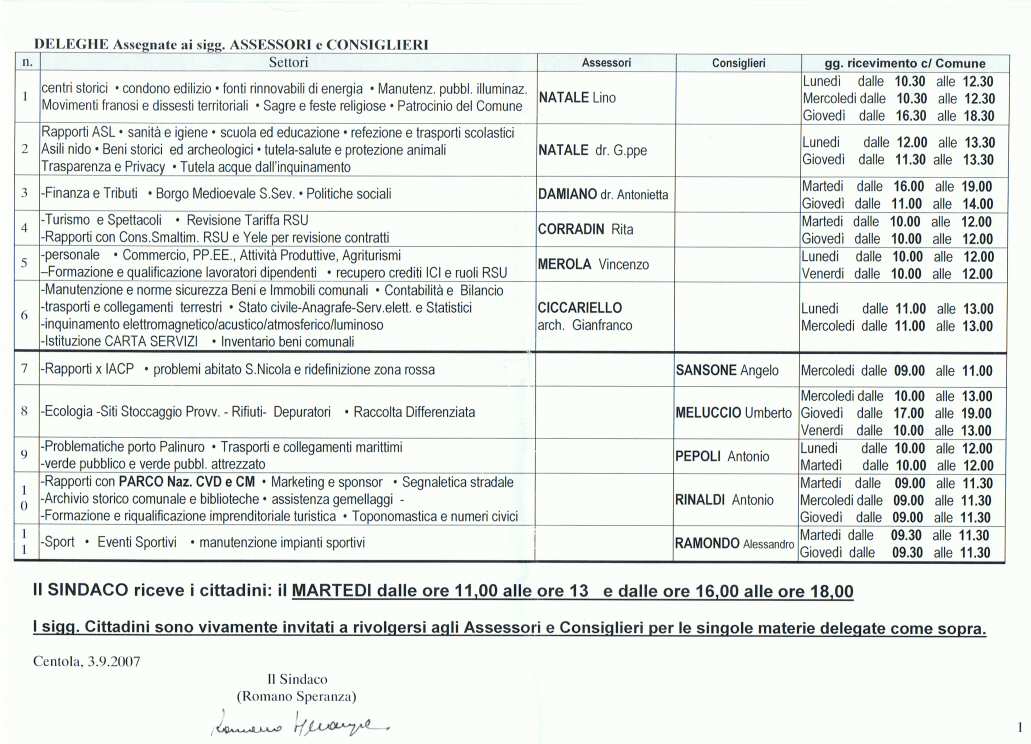 Deleghe comune di Centola